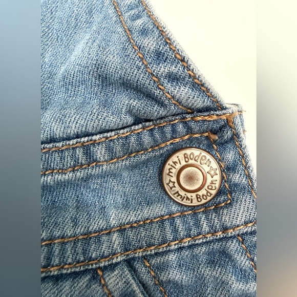 Mini Boden Overalls Denim Jean Jumper Skirtall Dress Chambray Blue Size 7-8 - Picture 4 of 4